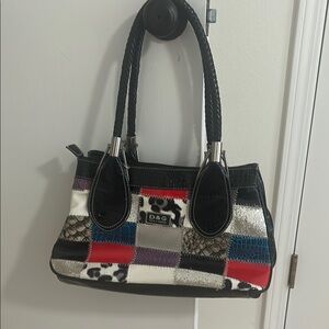 Dolce & Gabbana Black and Red Shoulder Bag with Patchwork Design